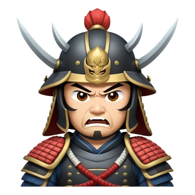 angry samurai warrior with helmet and armor sticker