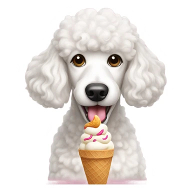 White poodle eating ice cream  sticker