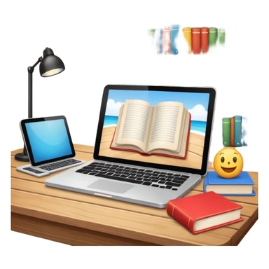 educational project, books and computer sticker