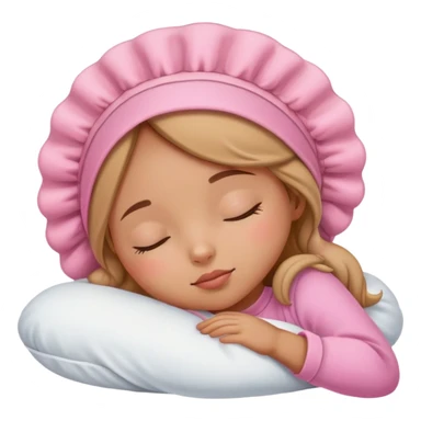 Tan girl sleeping with a pink bonnet on sticker