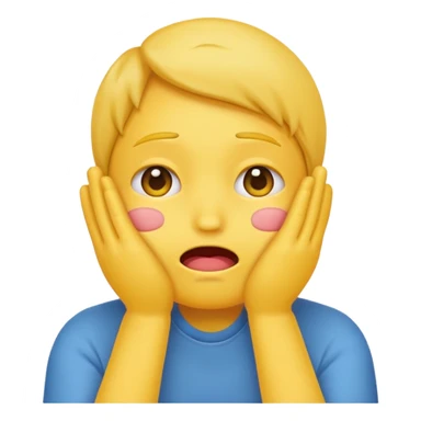 Yellow Standard emoji blushing and completely covering face with hands because they are flustered and embarrassed, face is very flushed sticker
