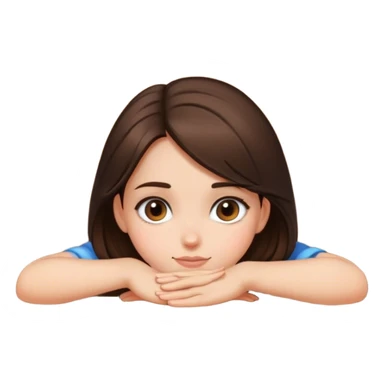  A brunette girl peering from behind a table face view  sticker