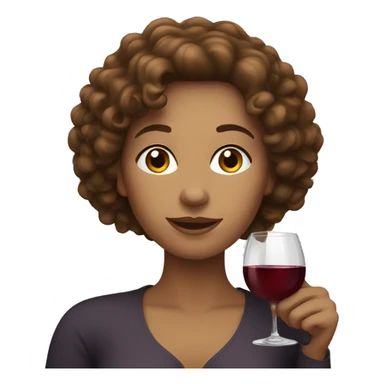 White Woman with curly brown hair drinking wine sticker