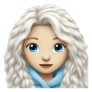 a long haired girl with her all white cat with blue eyes and long fur sticker