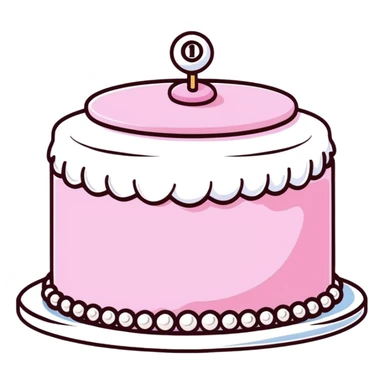 pink cake decorated with pearls sticker