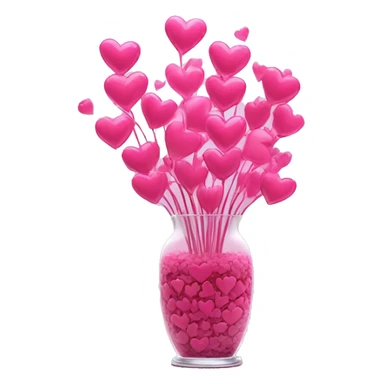 10000000 huge pink hearts on stems in a clear glass vase sticker