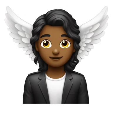 angel con alas de y aureola  con cabello negro lacio largo   sticker