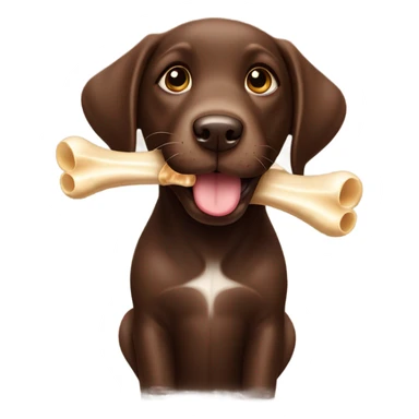 Chocolate lab puppy celebrating success with bone sticker