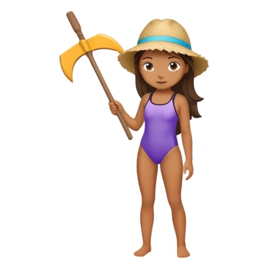 Girl on the beach with a hoe sticker