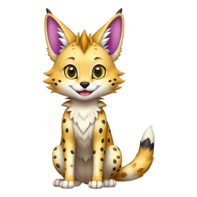 Cute Kawaii Epic Colorful Sergal-Serval-Vernid full body sticker