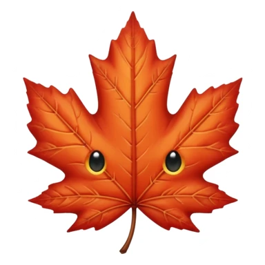 emoji, feuille d'érable couleur vermeille, deux yeux ronds noirs brillants sticker