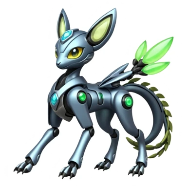  Exotic Organic Mechanical Futuristic Cyborg-Cyber-Meloetta-Zygarde-Zeraora-Protogen-Palkia-hybrid-fusion-Fakémon-creature, full body sticker