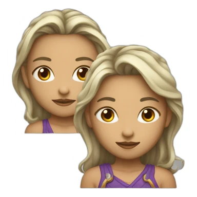 漂亮的女孩－长长的紫色头发－金色眼睛大大的 sticker