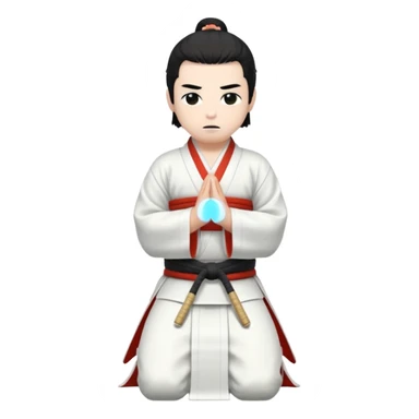 kneeling samurai in all white kimono sticker