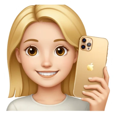 Girl with side part and edges smiling with an iPhone 14 Pro Max gold  sticker