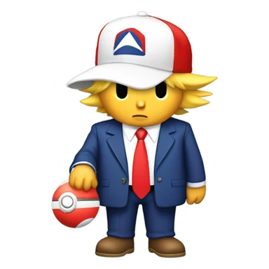 Trump wear ash ketchums hat holding poke ball  sticker