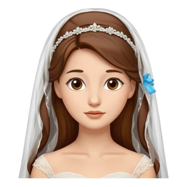 Blonde skin bride with a long veil with brown hair with a chin on her face sticker