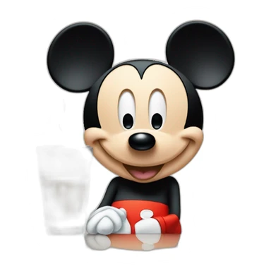 Mickey qui boit un verre de lait sticker