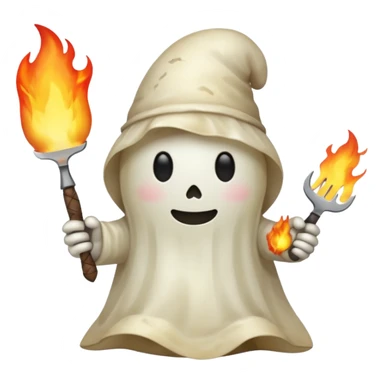 potato ghost holding a knife and fire sticker