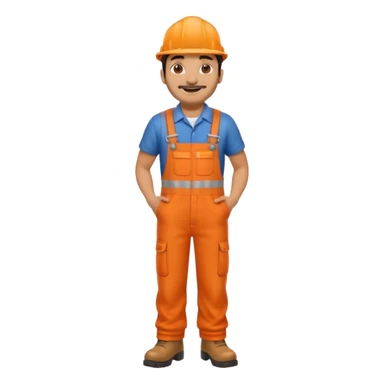 Indian male railway engineer orange overalls, boots  sticker
