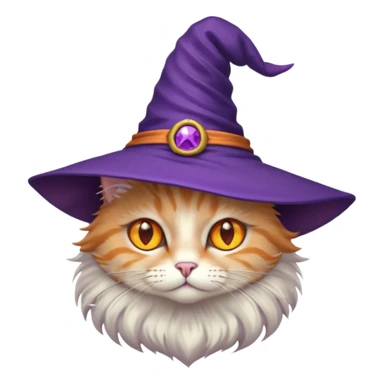 cat wear purple wicth hat sticker