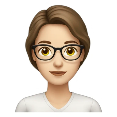 spanish teacher green eyes, white skin, brown long hair with glasses. woman sticker