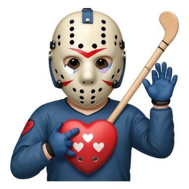 Jason Voorhees, looking cute, making a heart with his hands sticker