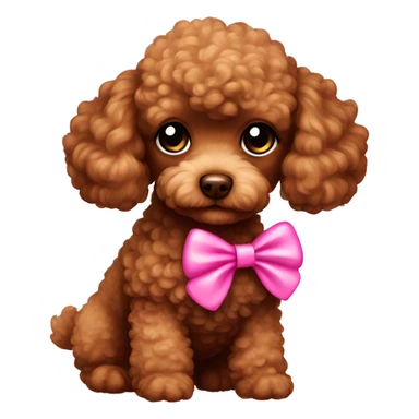 brown toy poodle with pink bow sticker
