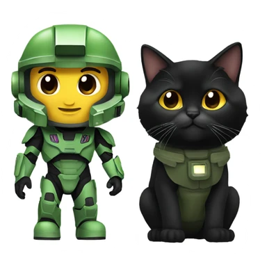 Master chief with black kitten sticker