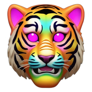 rainbow neon tiger Japanese mask sticker