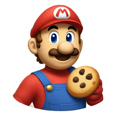 Mario as t shirt red and blue eating a cookie sticker
