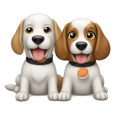 two dogs eating sushi sticker