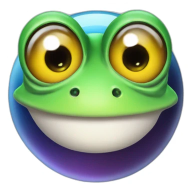 planet Mercury with a cartoon grinning frog face with big eyes sticker