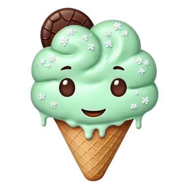 Heart made of mint ice cream with tiny flakes of chocolate  sticker