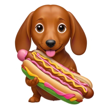 Weiner dog eating a hot dog sticker