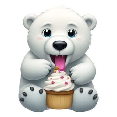 Polar bear eating a cupcake sticker