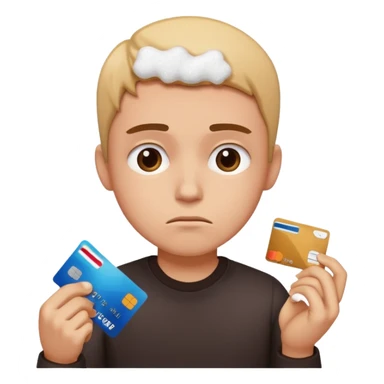 depressed person with sugar and a credit card sticker
