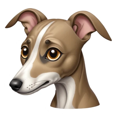 Create a brindle whippet emoji with long Dobby looking ears  sticker