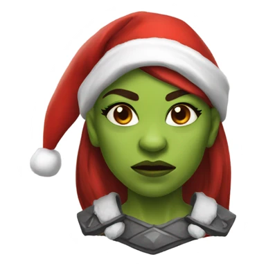 orc female warrior with santa hat sticker