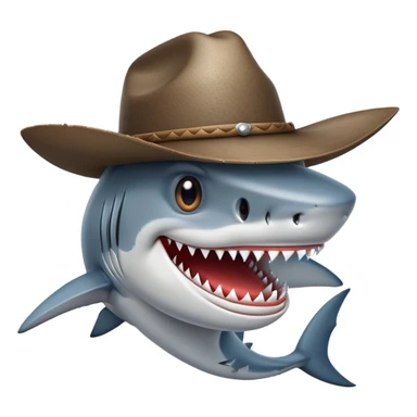 A shark with a cowboy hat sticker