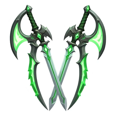Warglaives from World of Warcraft, curved dual blades, Illidan Stormrage's weapons sticker