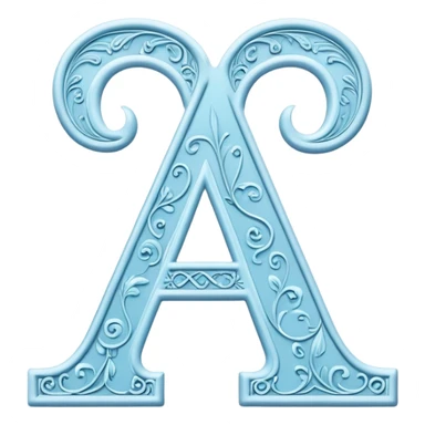 Light-blue romantic alphabet letter sticker