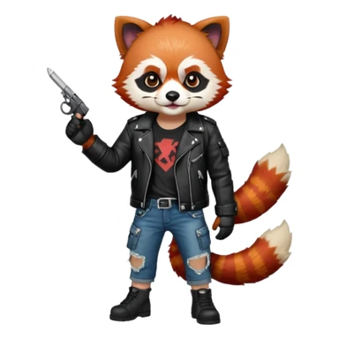 full body punk red panda with red and black hair with a blunt in hand  sticker