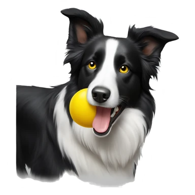 border collie with yellow ball in mouth sticker