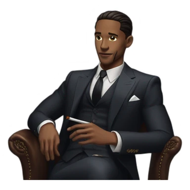 Tristan Tate,slick back hair, rich, smoking cigar, african america, 3 piece suit sticker