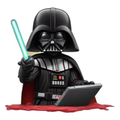 Dark vador playing with a nintendo switch sticker