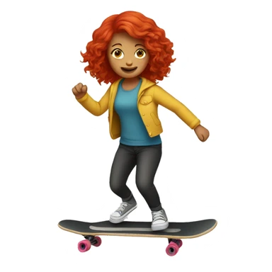 A red hair girl do skateboarding  sticker