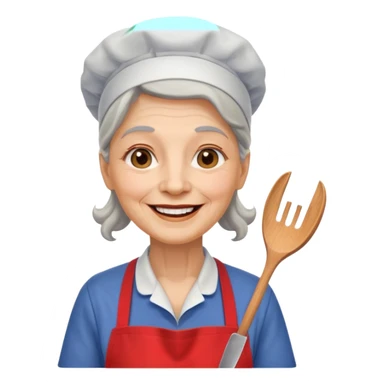 old woman kitchen worker sticker
