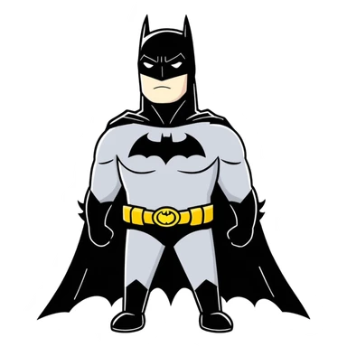 Best Batman character in all-black costume, all scenes  at night, cartoonish sticker style sticker