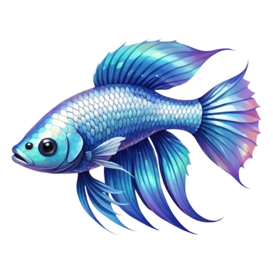 White betta fish, half moon sticker